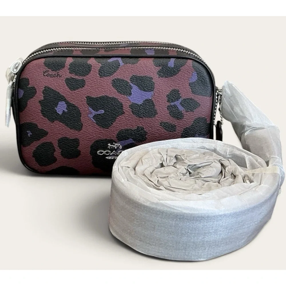 🆕Coach Jamie Jes 20 Crossbody Bag Leopard Animal Print Authentic NWT